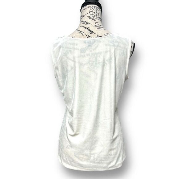 Talbots M Ivory Velvet Look Scoop Neck Sleeveless Blouse Soft Elegant Minimalist - Picture 4 of 9